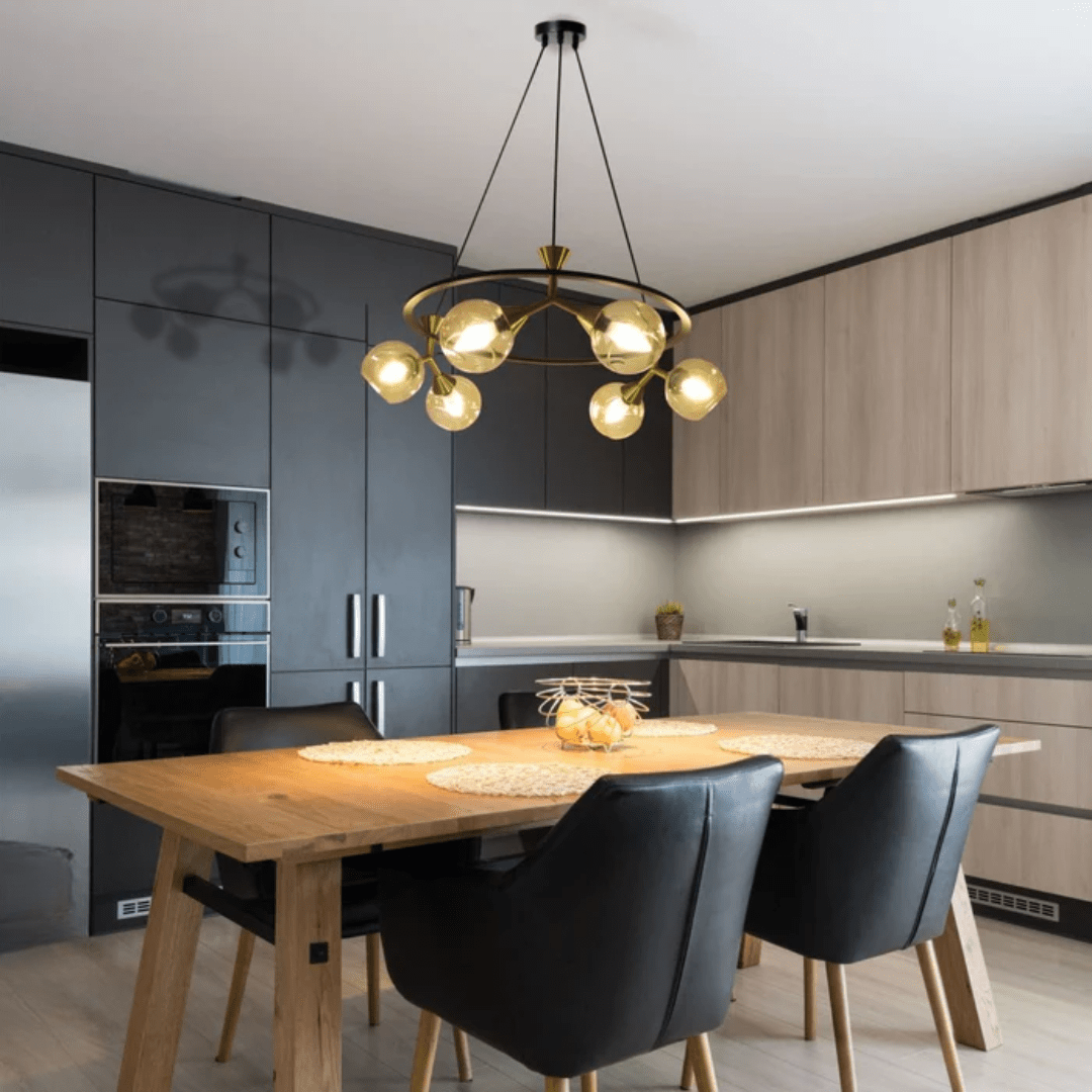 TKLD Pendant & Chandeliers Locanda Amber Glass Round Chandelier Ceiling Light - 40W