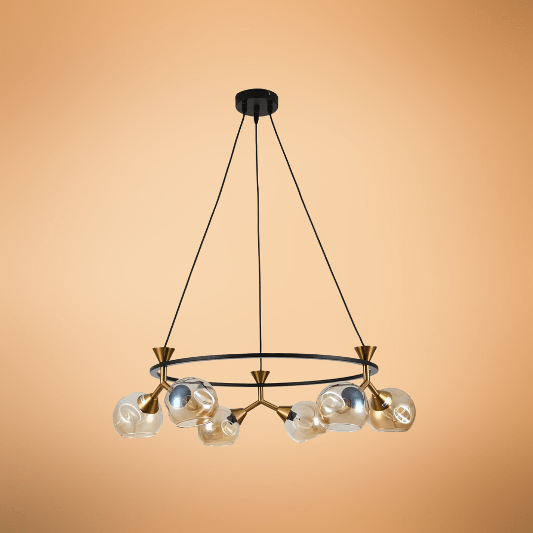 TKLD Pendant & Chandeliers Locanda Amber Glass Round Chandelier Ceiling Light - 40W