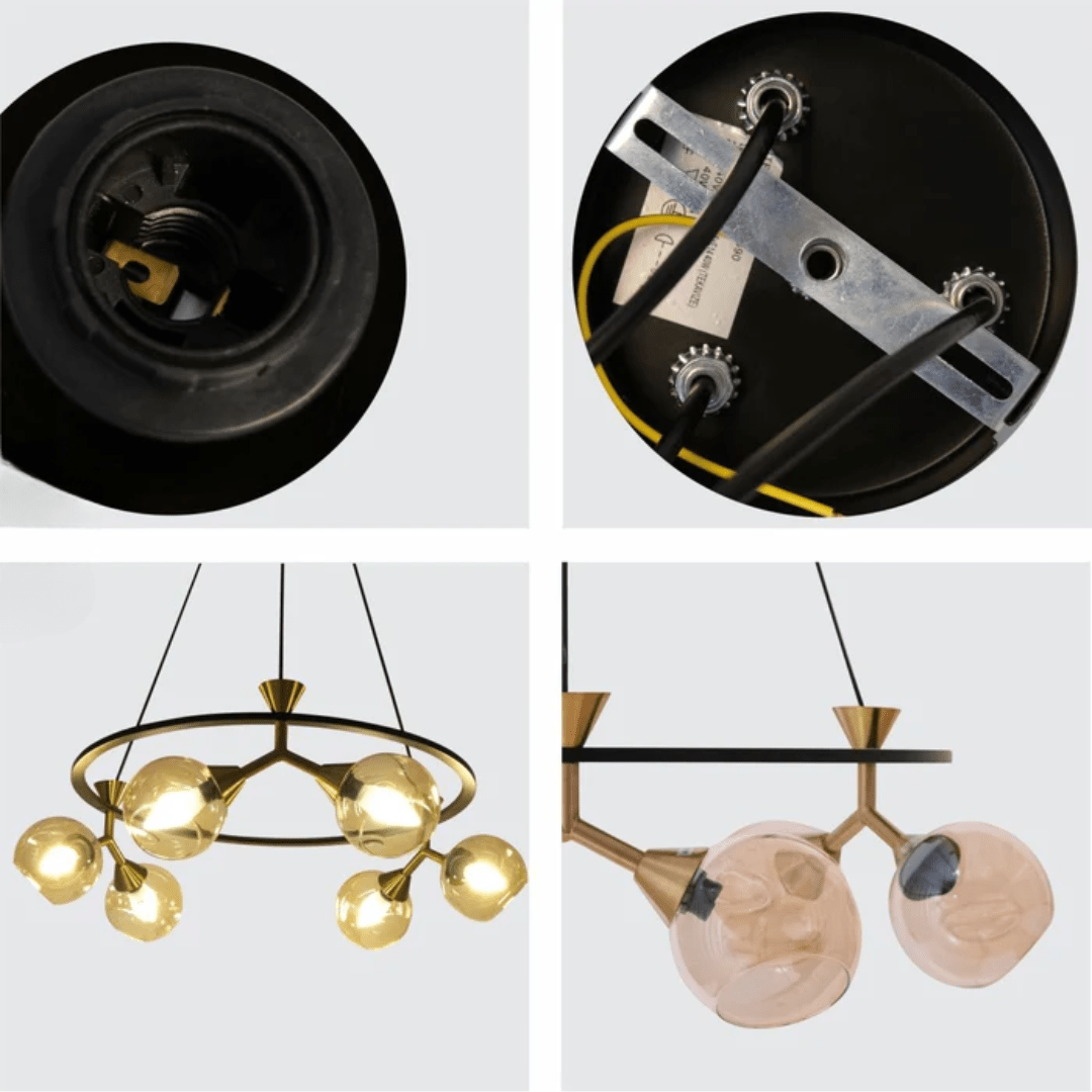 TKLD Pendant & Chandeliers Locanda Amber Glass Round Chandelier Ceiling Light - 40W