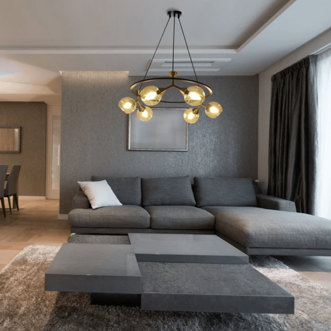 TKLD Pendant & Chandeliers Locanda Amber Glass Round Chandelier Ceiling Light - 40W