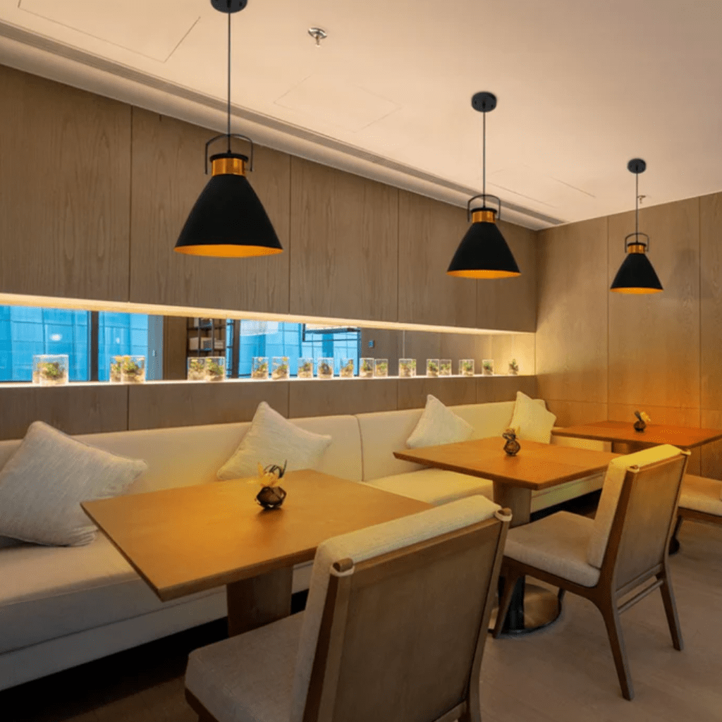 TKLD Pendant & Chandeliers Loft Cafe Bar Black Gold Funnel Handled Metal Pendant Ceiling Light