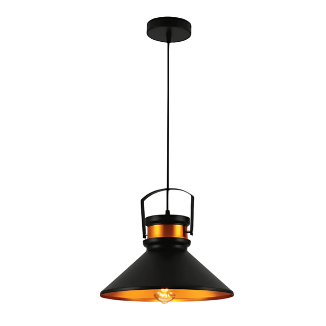 TKLD Pendant & Chandeliers Loft Cafe Bar Black Gold Funnel Handled Metal Pendant Ceiling Light