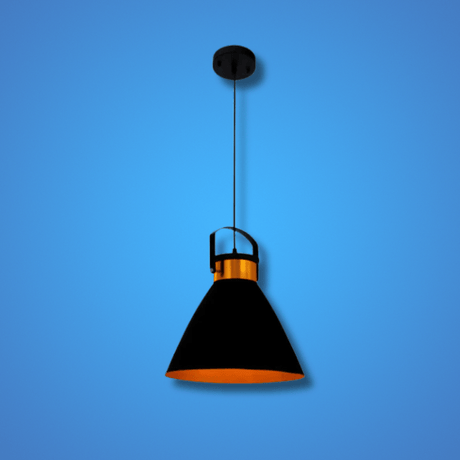 TKLD Pendant & Chandeliers Loft Cafe Bar Black Gold Funnel Handled Metal Pendant Ceiling Light