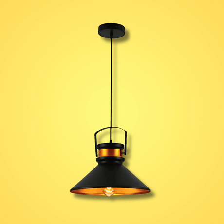 TKLD Pendant & Chandeliers Loft Cafe Bar Black Gold Funnel Handled Metal Pendant Ceiling Light