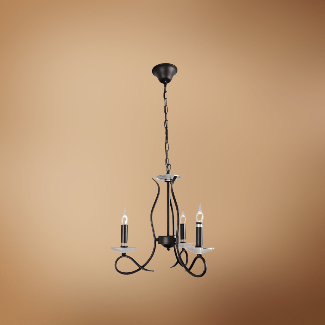 TKLD Ceiling Lights LuxAura 3 Candle Vintage Rustic Black French Chandelier Ceiling Light - 40W