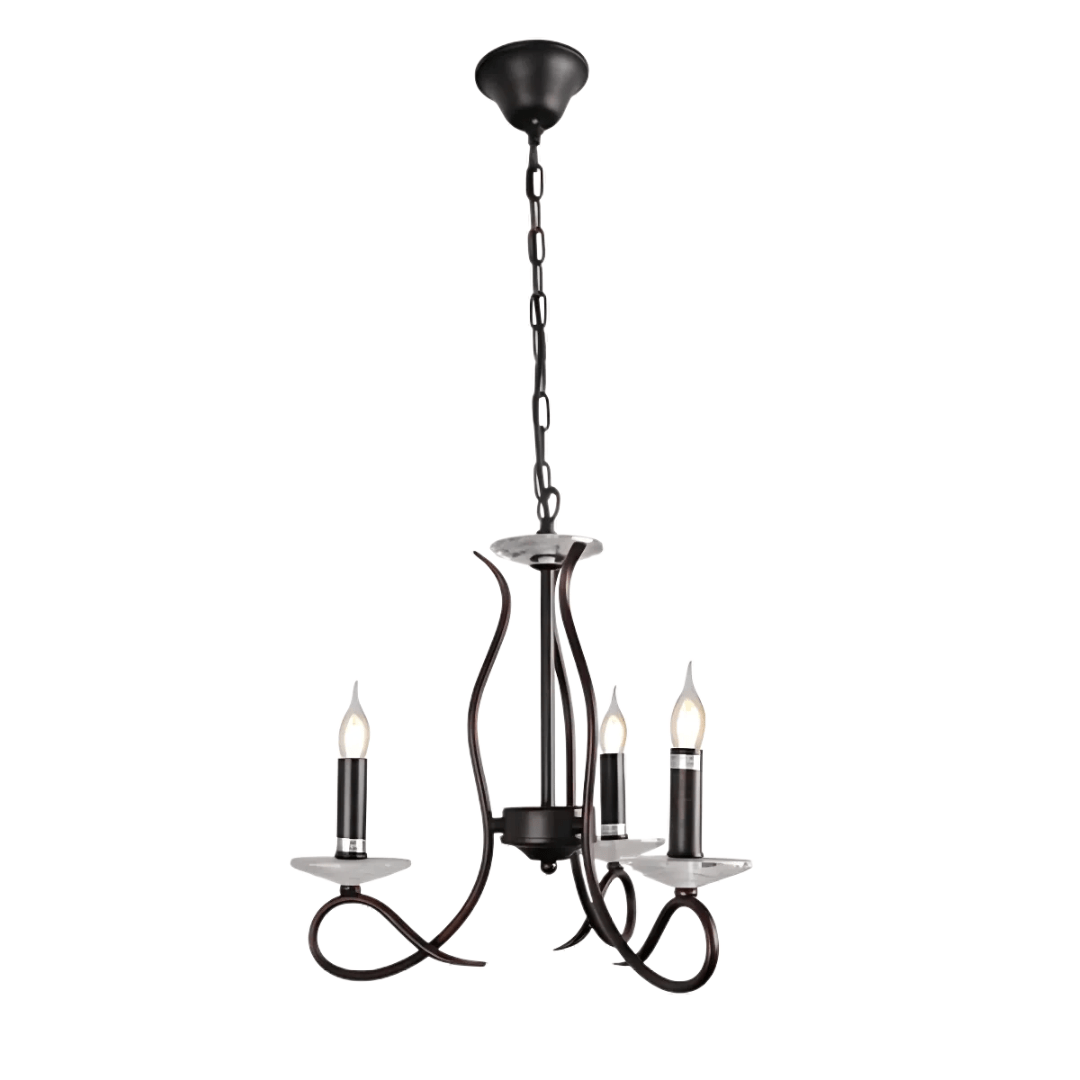 TKLD Ceiling Lights LuxAura 3 Candle Vintage Rustic Black French Chandelier Ceiling Light - 40W