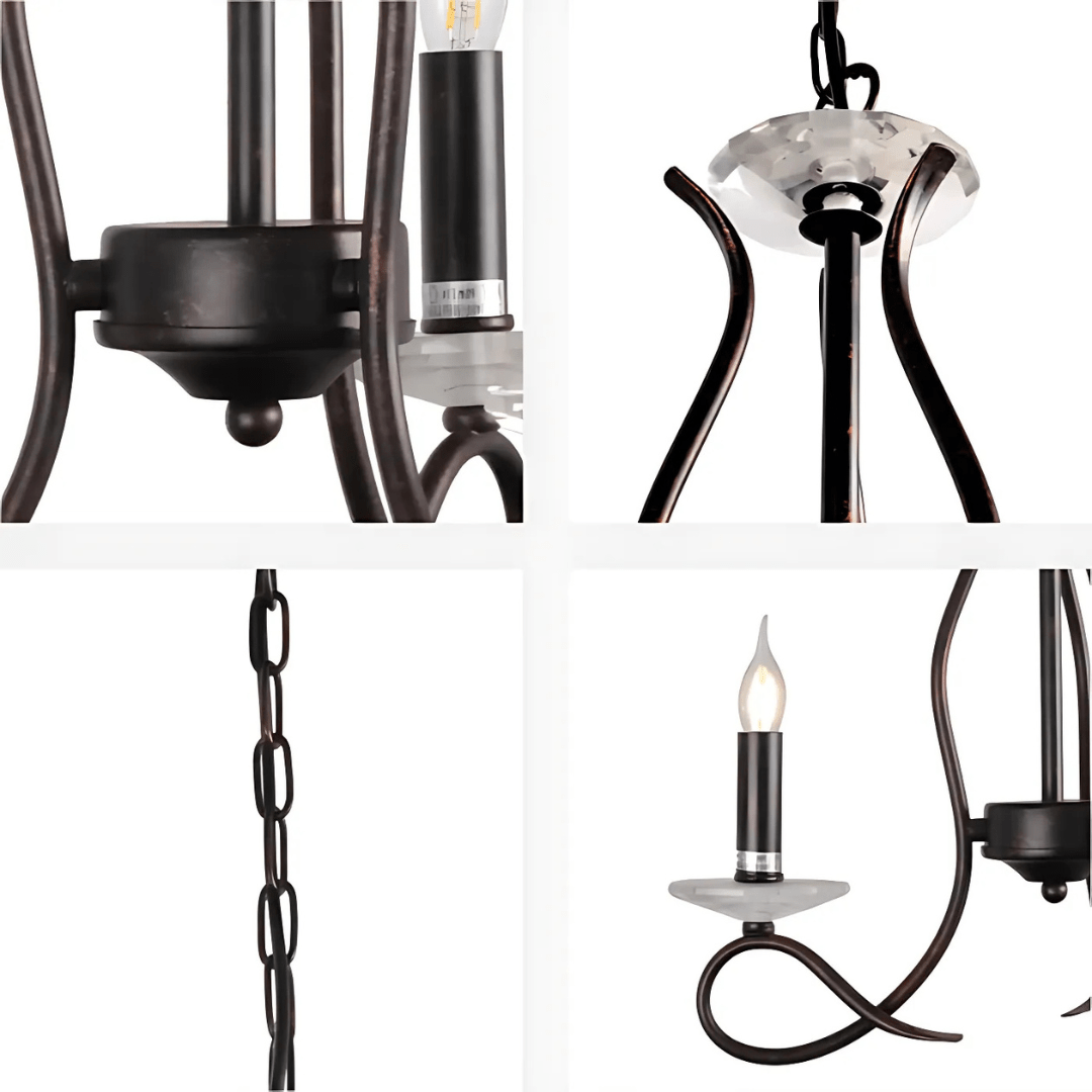 TKLD Ceiling Lights LuxAura 5 Candle Vintage Rustic Black French Chandelier Ceiling Light - 40W