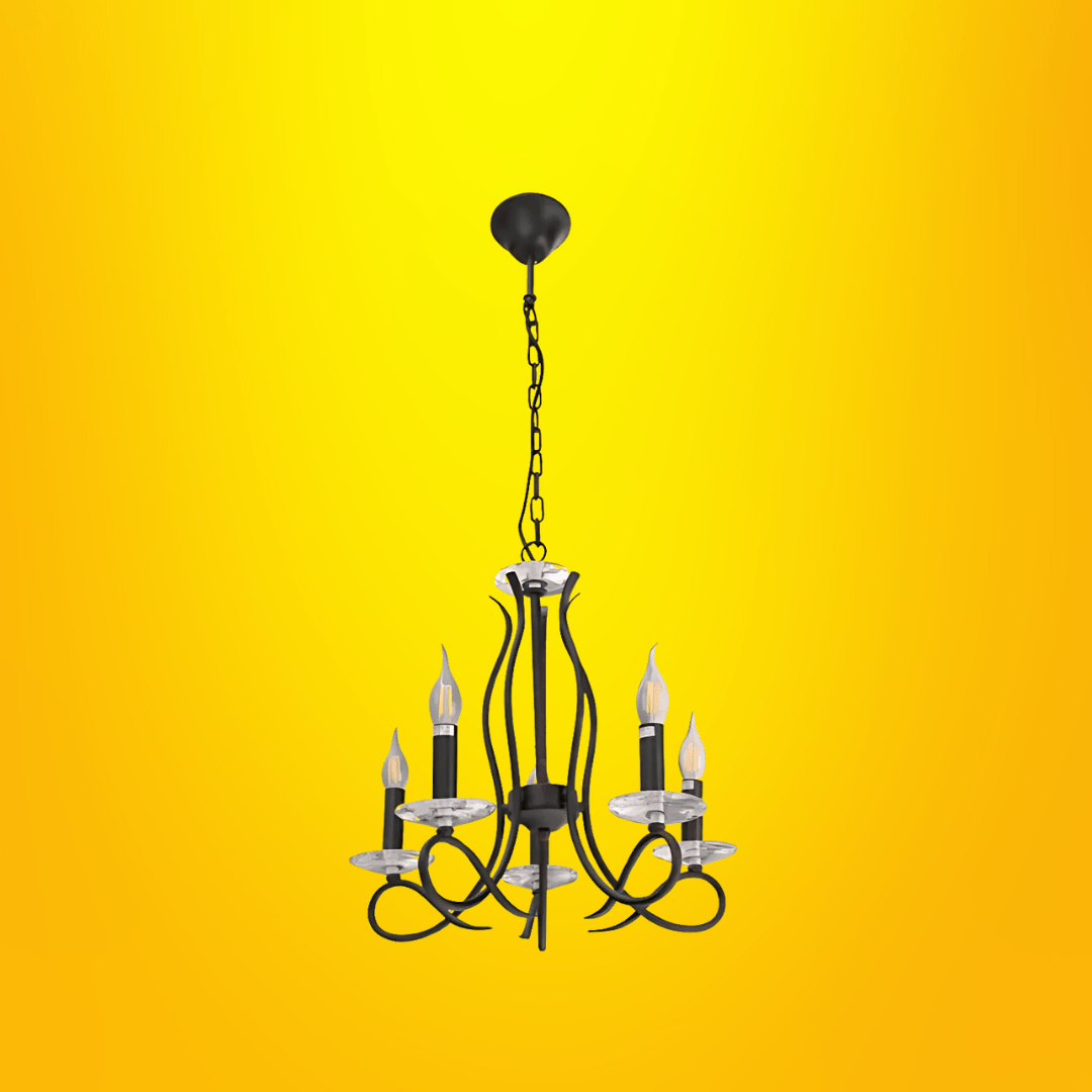 TKLD Ceiling Lights LuxAura 5 Candle Vintage Rustic Black French Chandelier Ceiling Light - 40W