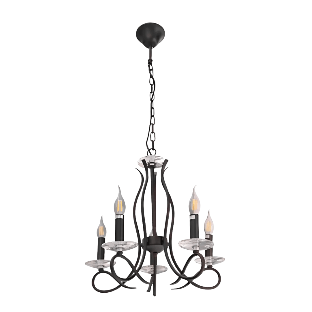 TKLD Ceiling Lights LuxAura 5 Candle Vintage Rustic Black French Chandelier Ceiling Light - 40W