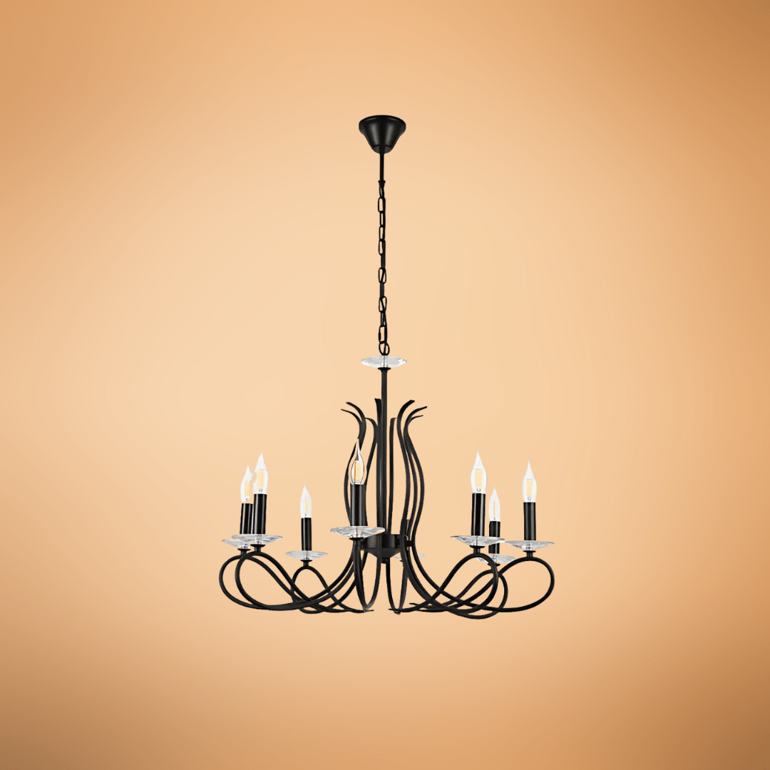 TKLD Ceiling Lights LuxAura 8 Candle Vintage Rustic Black French Chandelier Ceiling Light - 40W