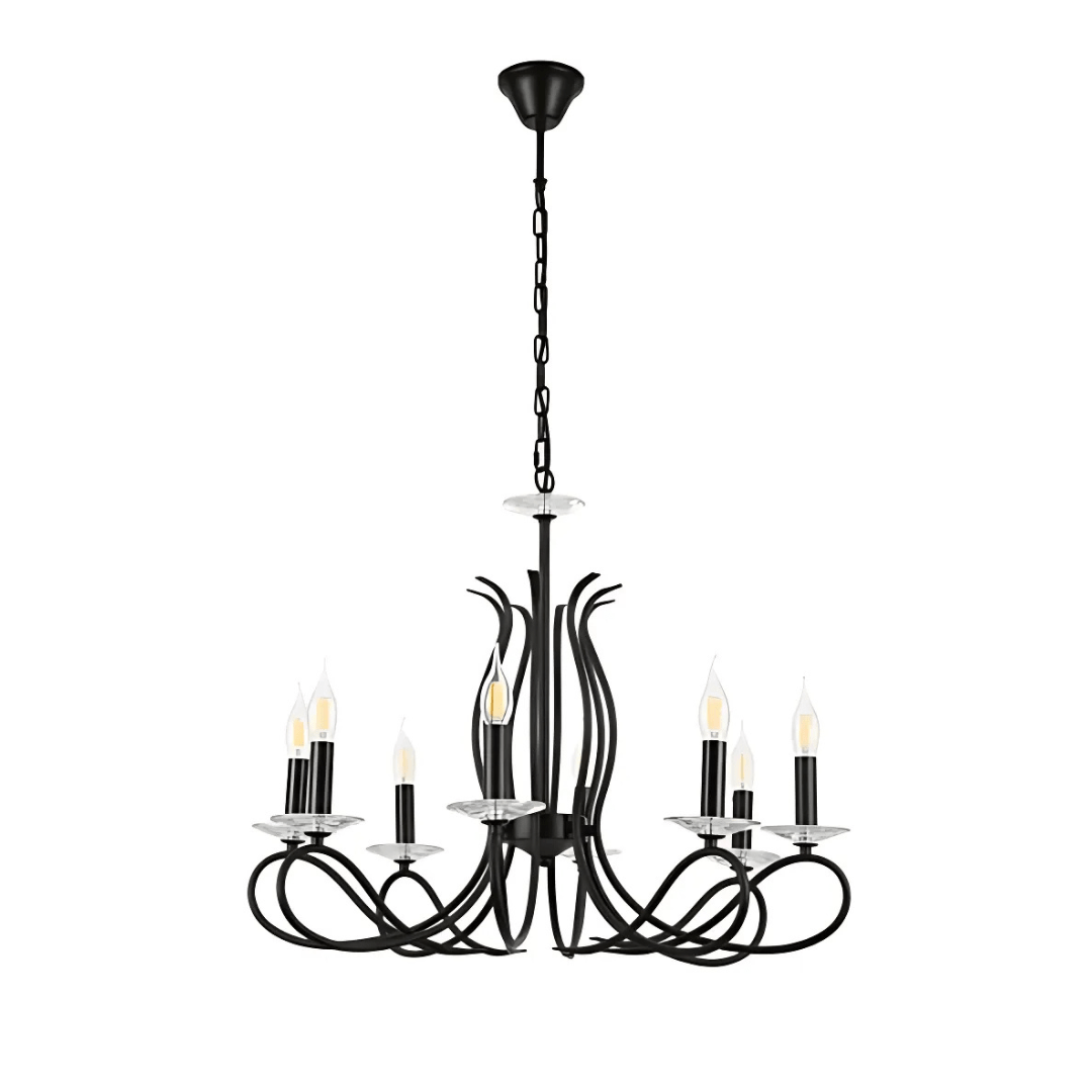 TKLD Ceiling Lights LuxAura 8 Candle Vintage Rustic Black French Chandelier Ceiling Light - 40W