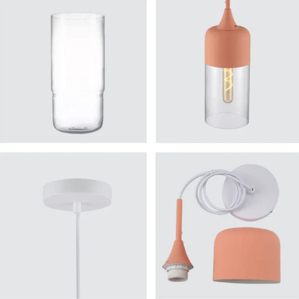 TKLD Pendant & Chandeliers Macaron Cylinder Glass E27 Pendant Ceiling Light