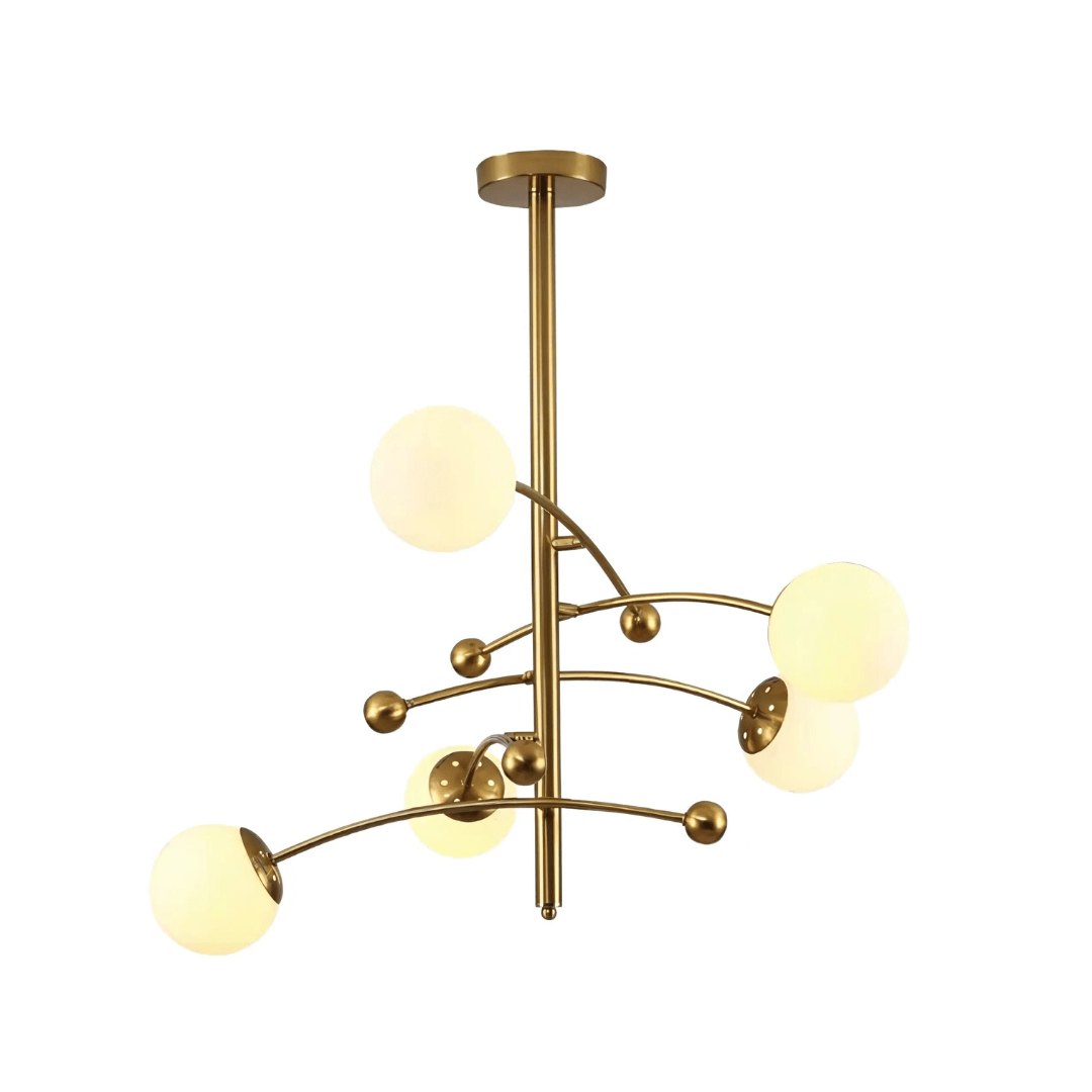 TKLD Pendant & Chandeliers Mace Opal Globe Glasses Gold Metal Sputnik Chandelier Ceiling Light - 20W