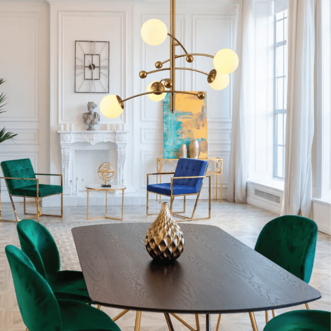 TKLD Pendant & Chandeliers Mace Opal Globe Glasses Gold Metal Sputnik Chandelier Ceiling Light - 20W