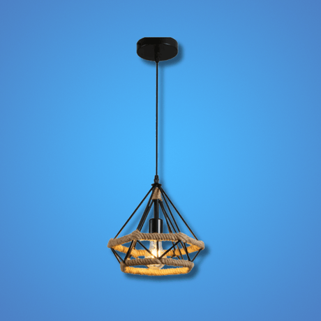 TKLD Pendant & Chandeliers Manila Hemp Rope Diamond E27 Black Pendant Light - D250mm/D380mm