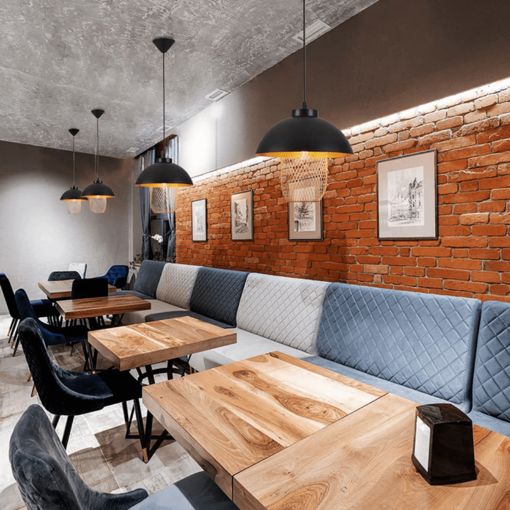 TKLD Pendant & Chandeliers Matte Gold Caged Shade with Black Dome Top  E27 Pendat Ceiling Light