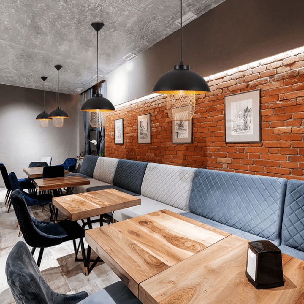 TKLD Pendant & Chandeliers Matte Gold Caged Shade with Black Dome Top  E27 Pendat Ceiling Light