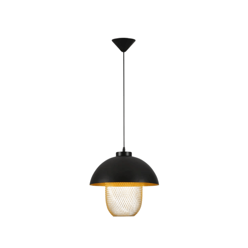 TKLD Pendant & Chandeliers Matte Gold Caged Shade with Black Dome Top  E27 Pendat Ceiling Light