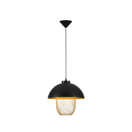 TKLD Pendant & Chandeliers Matte Gold Caged Shade with Black Dome Top  E27 Pendat Ceiling Light