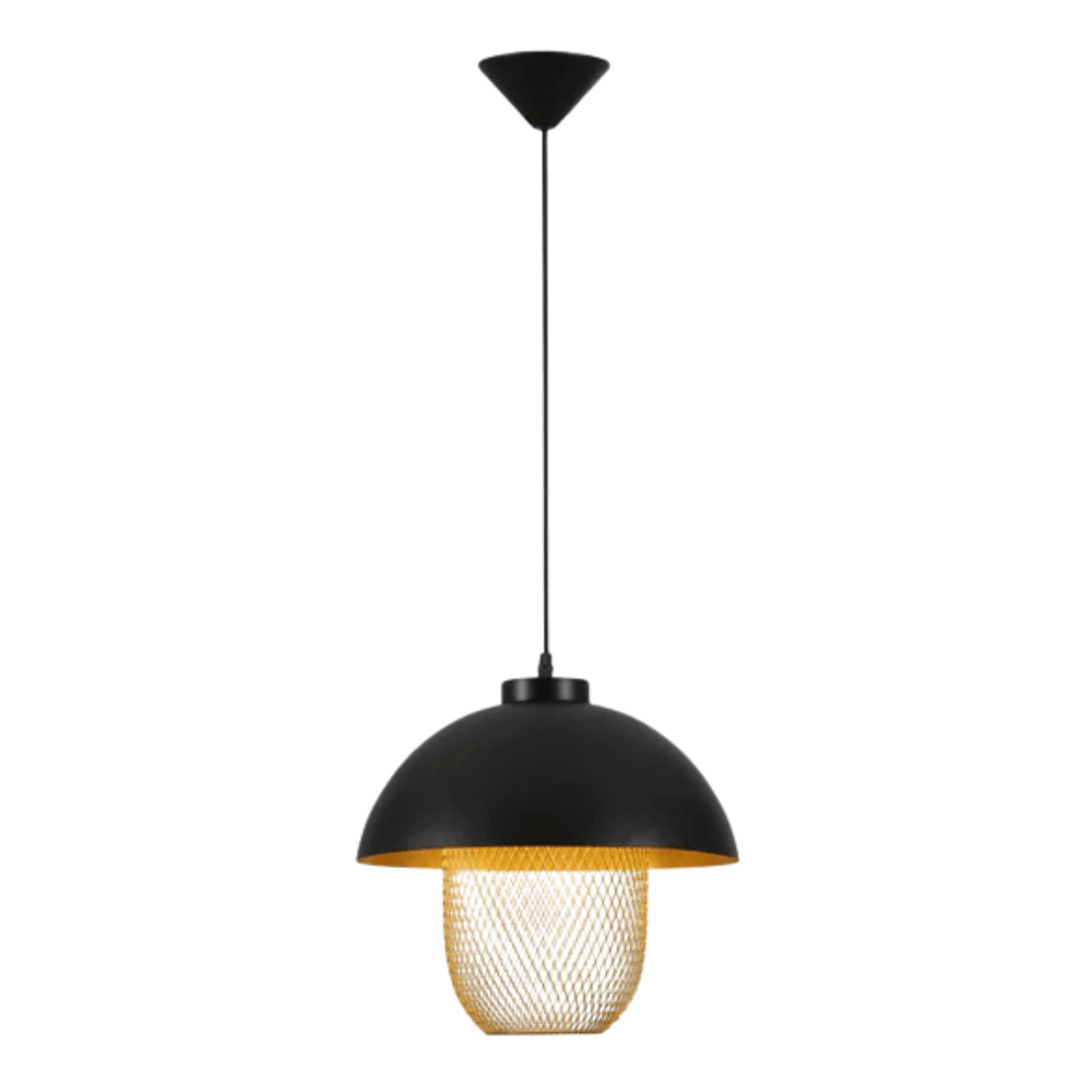 TKLD Pendant & Chandeliers Matte Gold Caged Shade with Black Dome Top  E27 Pendat Ceiling Light