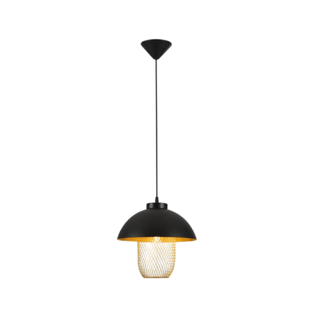 TKLD Pendant & Chandeliers Matte Gold Caged Shade with Black Dome Top  E27 Pendat Ceiling Light