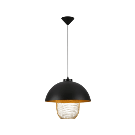 TKLD Pendant & Chandeliers Matte Gold Caged Shade with Black Dome Top  E27 Pendat Ceiling Light