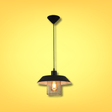 TKLD Pendant & Chandeliers Matte Gold Caged Shade with Black Flat Top E27 Pendat Ceiling Light - D300mm/D385mm