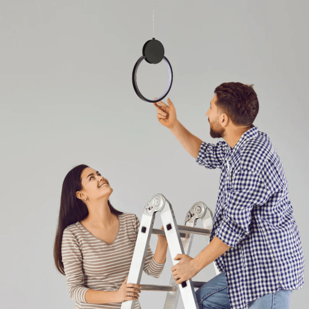 TKLD Pendant & Chandeliers Mavey Modern Nordic Circle Bedside LED Pendant Light Black CCT Changeble