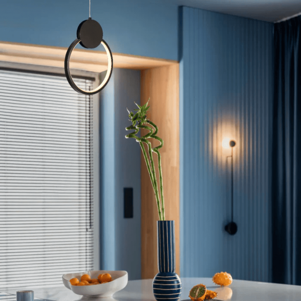TKLD Pendant & Chandeliers Mavey Modern Nordic Circle Bedside LED Pendant Light Black CCT Changeble