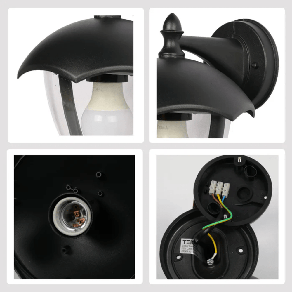 TKLD Wall & Sconce Lights Megan Black E27 Outdoor Downwards Lantern Wall Light - 40W