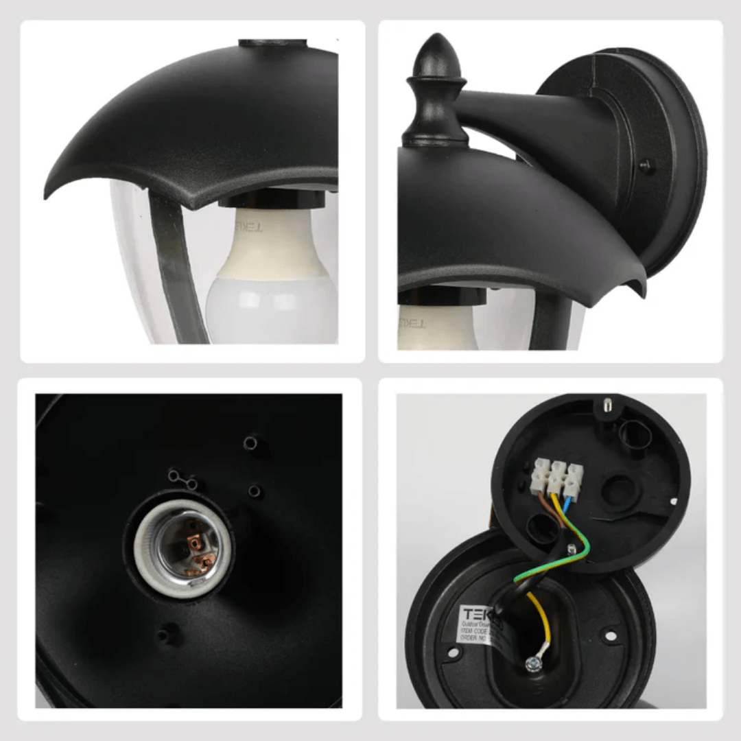 TKLD Wall & Sconce Lights Megan Black E27 Outdoor Downwards Lantern Wall Light - 40W