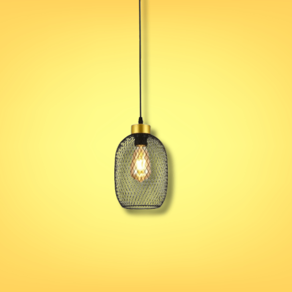 TKLD Pendant & Chandeliers Mesh Black Cage Lantern Metal E27 Pendant Ceiling Light - D155mm