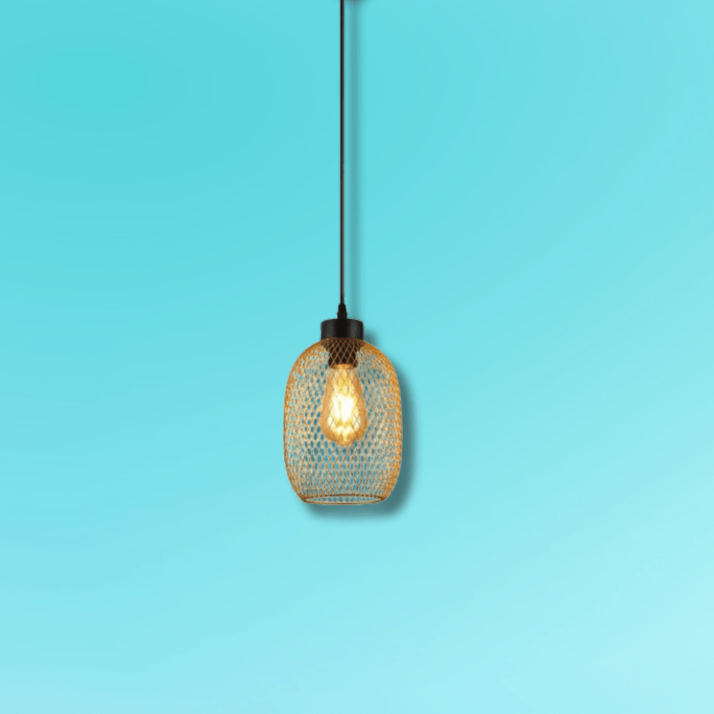 TKLD Pendant & Chandeliers Mesh Gold Cage Lantern Metal E27 Pendant Ceiling Light - D155mm/D250mm