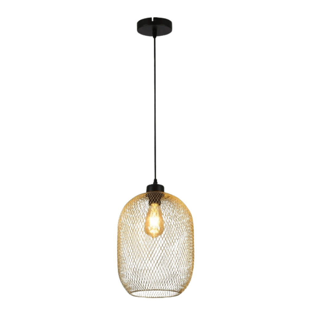 TKLD Pendant & Chandeliers Mesh Gold Cage Lantern Metal E27 Pendant Ceiling Light - D155mm/D250mm