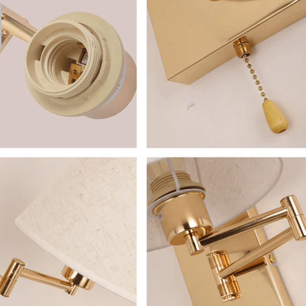 TKLD Wall & Sconce Lights Metal Swing Arm Frustum Flaxen Gold Body Wall Light with Pull Down Switch