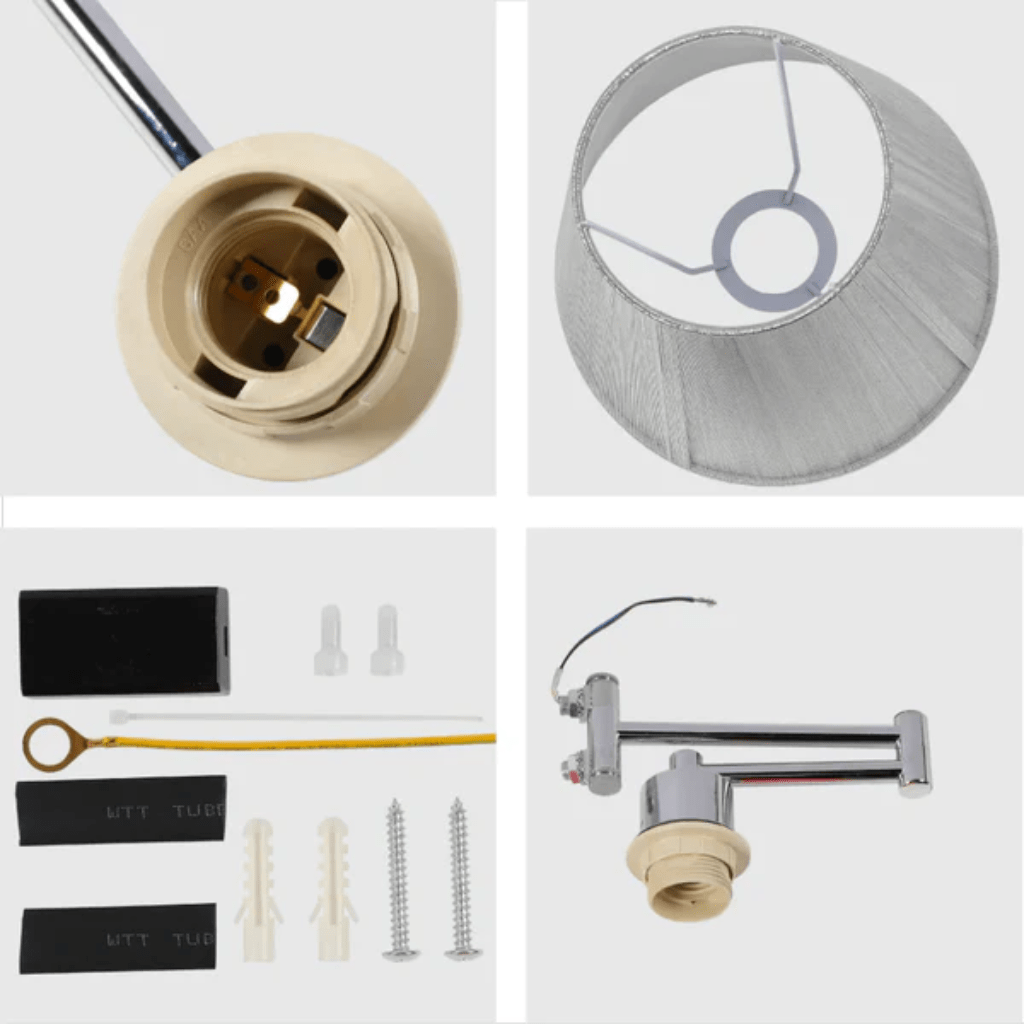 TKLD Wall & Sconce Lights Metal Swing Arm Frustum Silvery Accented White or Black Wall Light with Pull Down Switch