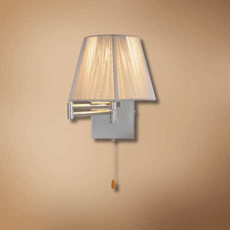 TKLD Wall & Sconce Lights Metal Swing Arm Frustum Silvery Accented White or Black Wall Light with Pull Down Switch