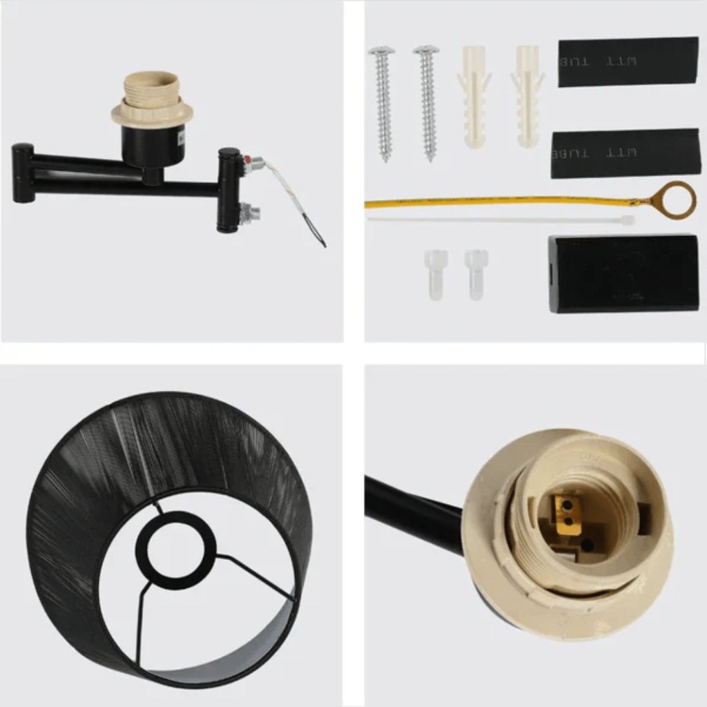 TKLD Wall & Sconce Lights Metal Swing Arm Frustum Silvery Accented White or Black Wall Light with Pull Down Switch