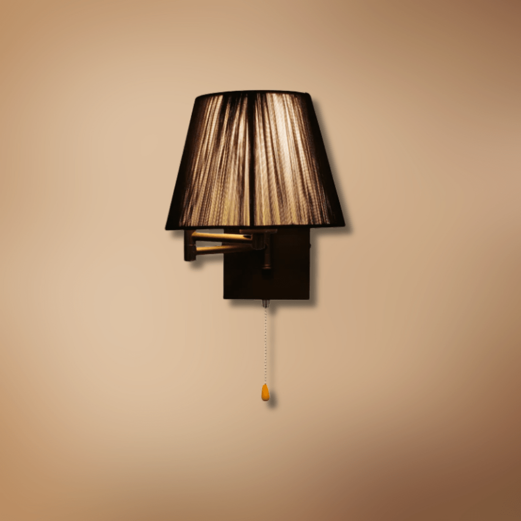 TKLD Wall & Sconce Lights Metal Swing Arm Frustum Silvery Accented White or Black Wall Light with Pull Down Switch