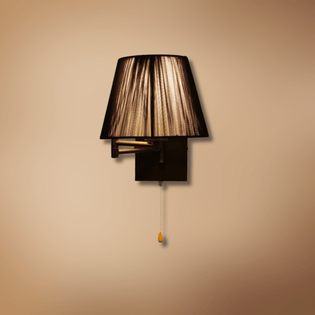 TKLD Wall & Sconce Lights Metal Swing Arm Frustum Silvery Accented White or Black Wall Light with Pull Down Switch