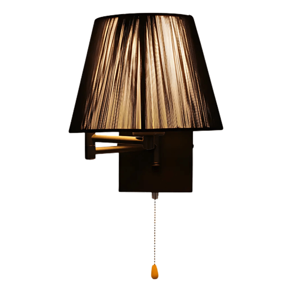 TKLD Wall & Sconce Lights Metal Swing Arm Frustum Silvery Accented White or Black Wall Light with Pull Down Switch