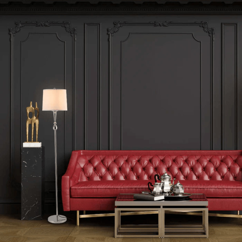 TKLD Table & Floor Lamps Mid-century Nickel Flaxen Floor Lamp - 40W