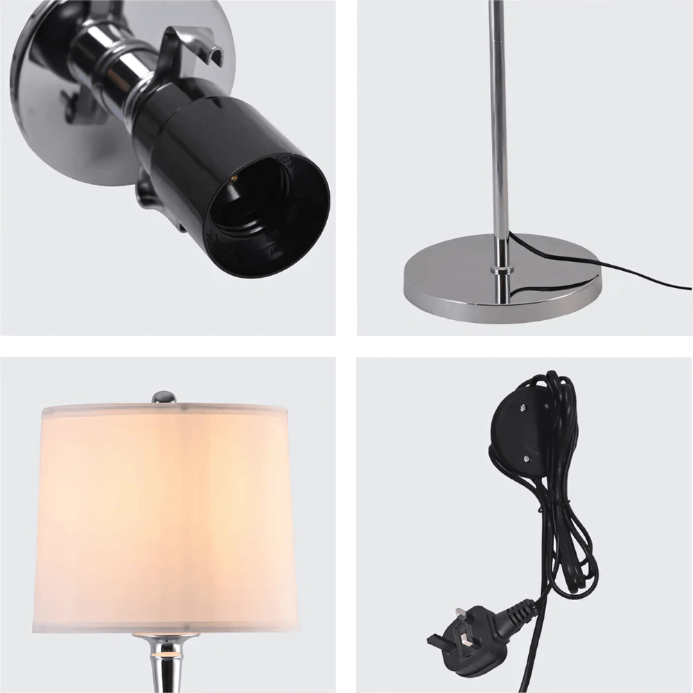 TKLD Table & Floor Lamps Mid-century Nickel Flaxen Floor Lamp - 40W