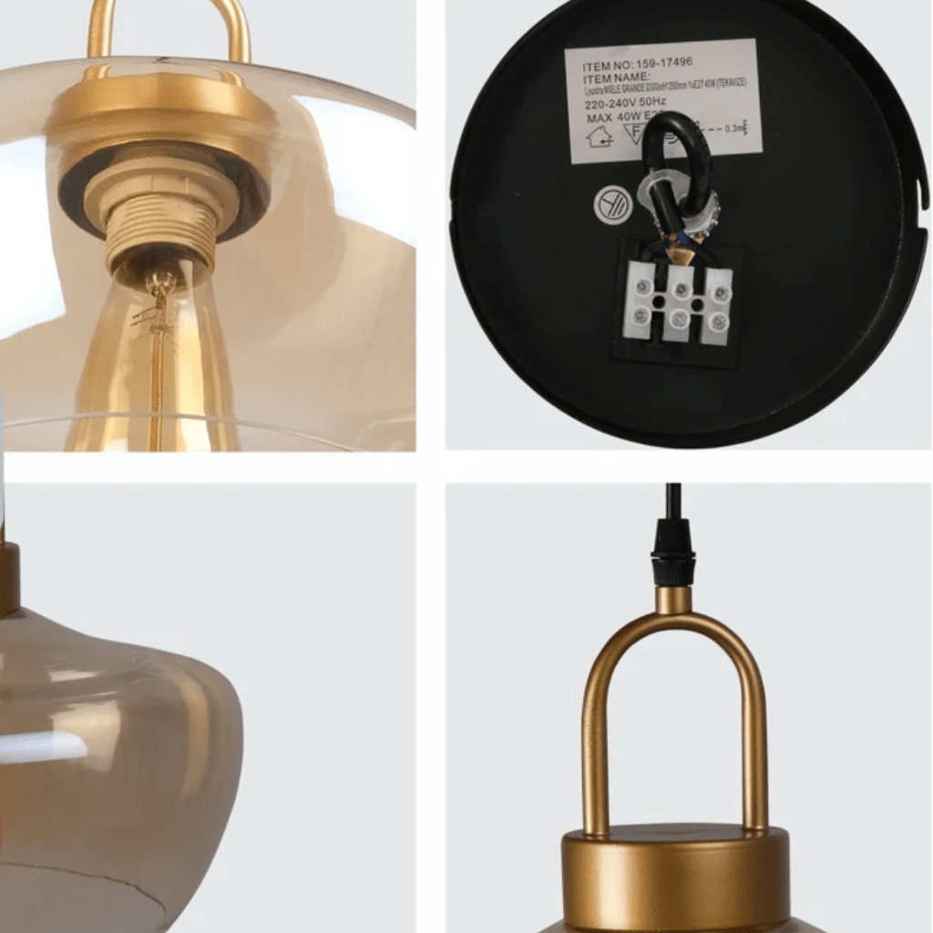 TKLD Pendant & Chandeliers Miele Grande Amber Glass E27 Pendant Ceiling Light