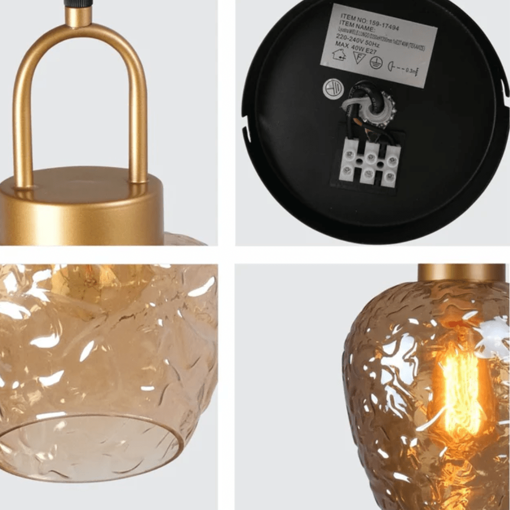 TKLD Pendant & Chandeliers Miele Lungo Amber Glass E27 Pendant Ceiling Light