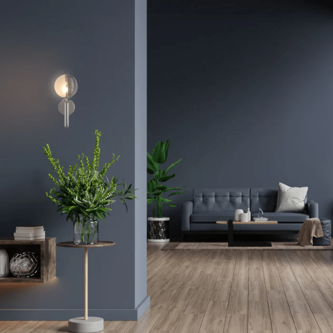 TKLD Wall & Sconce Lights Minimal Striped Reeded Clear-Opal Globe Wall Light - 20W