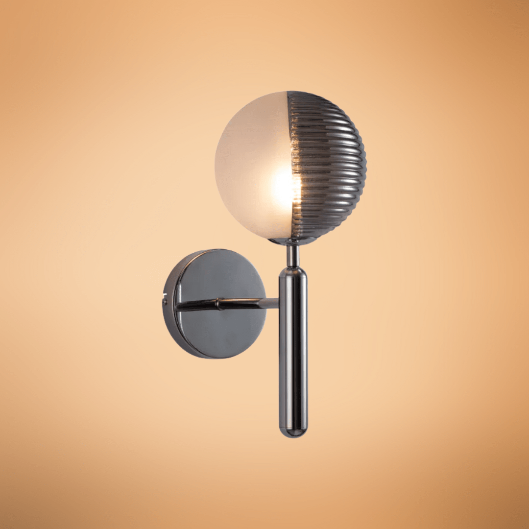 TKLD Wall & Sconce Lights Minimal Striped Reeded Clear-Opal Globe Wall Light - 20W