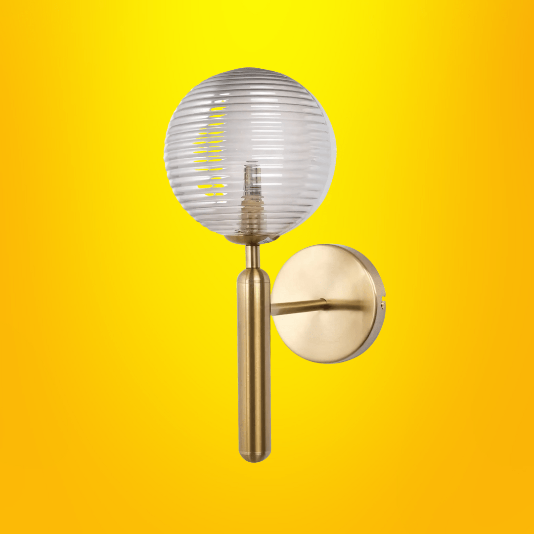TKLD Wall & Sconce Lights Minimal Striped Reeded Clear-Opal Globe Wall Light - 20W