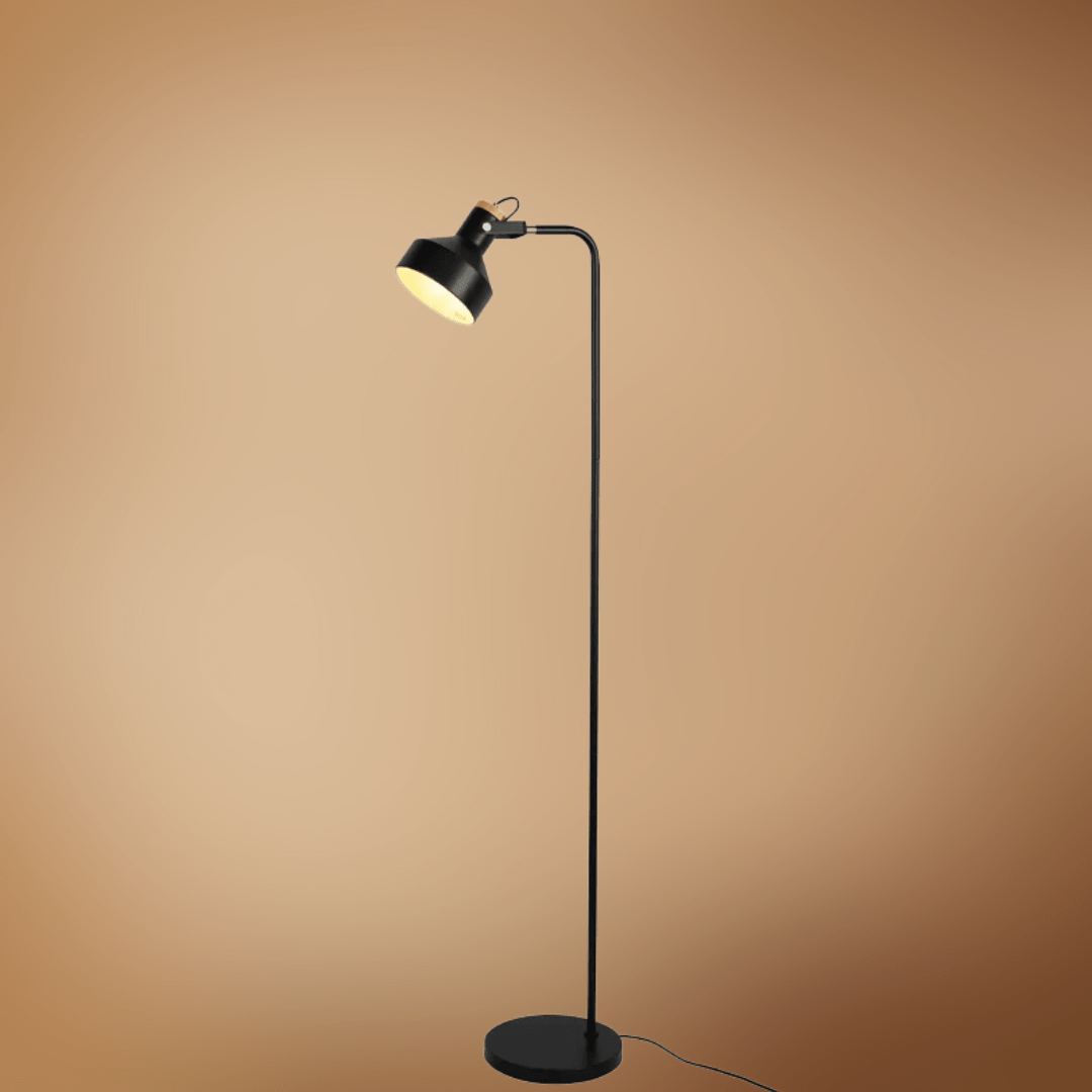 TKLD Table & Floor Lamps Minimalist Adjustable Floor Lamp with Wooden Accent - 40W