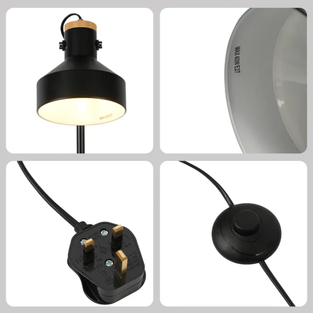 TKLD Table & Floor Lamps Minimalist Adjustable Floor Lamp with Wooden Accent - 40W